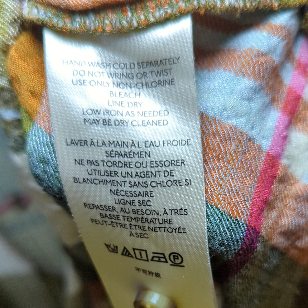 Anthropologie Pilcro Side-Slit Maxi Tunic Buttondown Plaid Green Women's Size 2X - Picture 5 of 8